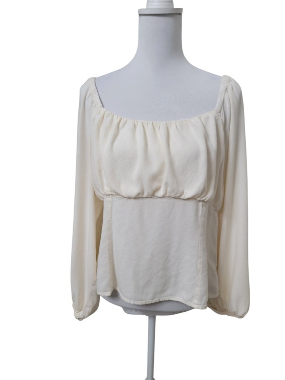 Old Navy Size XL Cream Colored Peasant Blouse with Square Neckline